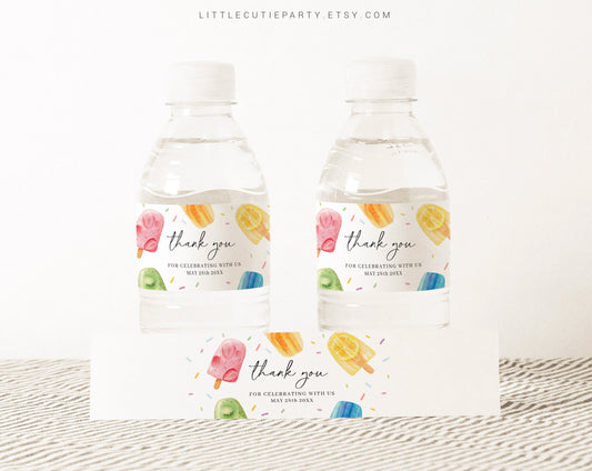 Editable Popsicles Water Bottle Labels, Bottle Label for Ready to Pop Summer Decorations PSCBS002