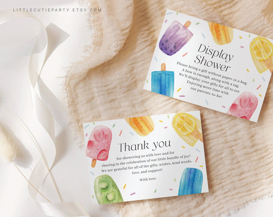 Editable Popsicle Baby Shower Thank you Card, Baby Shower Display Card for Ready to Pop Baby Shower Decorations PSCBS002