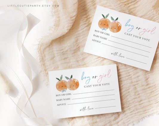 Editable Little Cutie Gender Reveal Voting Board with Gender Reveal Voting Cards, Vote Sign, He Or She, Boy Or Girl LITTGR001