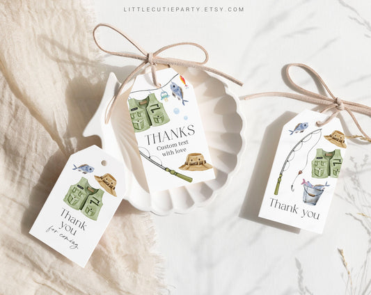 Editable Fishing Baby Shower Favors, Thank You Favor Tag, Thank you Tags, Gift Tag for A Little Fisherman Baby Shower Decorations LFMBS001