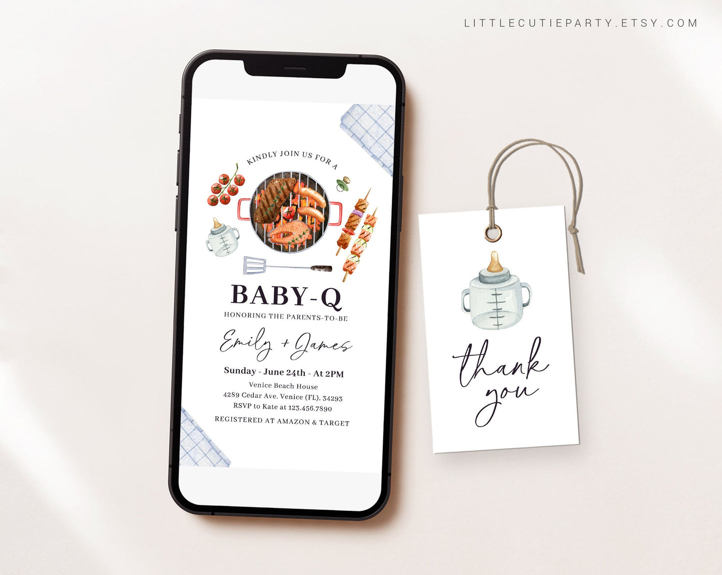 Editable Babyq Invite, Bbq Shower Invite, Barbecue Baby Shower Digital Invite for Baby Q Baby Shower Party BBQBS001