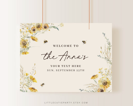 Editable Mommy to Bee Baby Shower Banner, Vinyl Banner for Bee Theme Party MBEEBS001, BEEGR001
