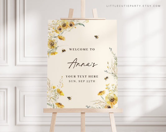 Editable Mommy to Bee Baby Shower Welcome Sign, Welcome Board, Welcome Template Mama to Bee Party MBEEBS001, BEEGR001