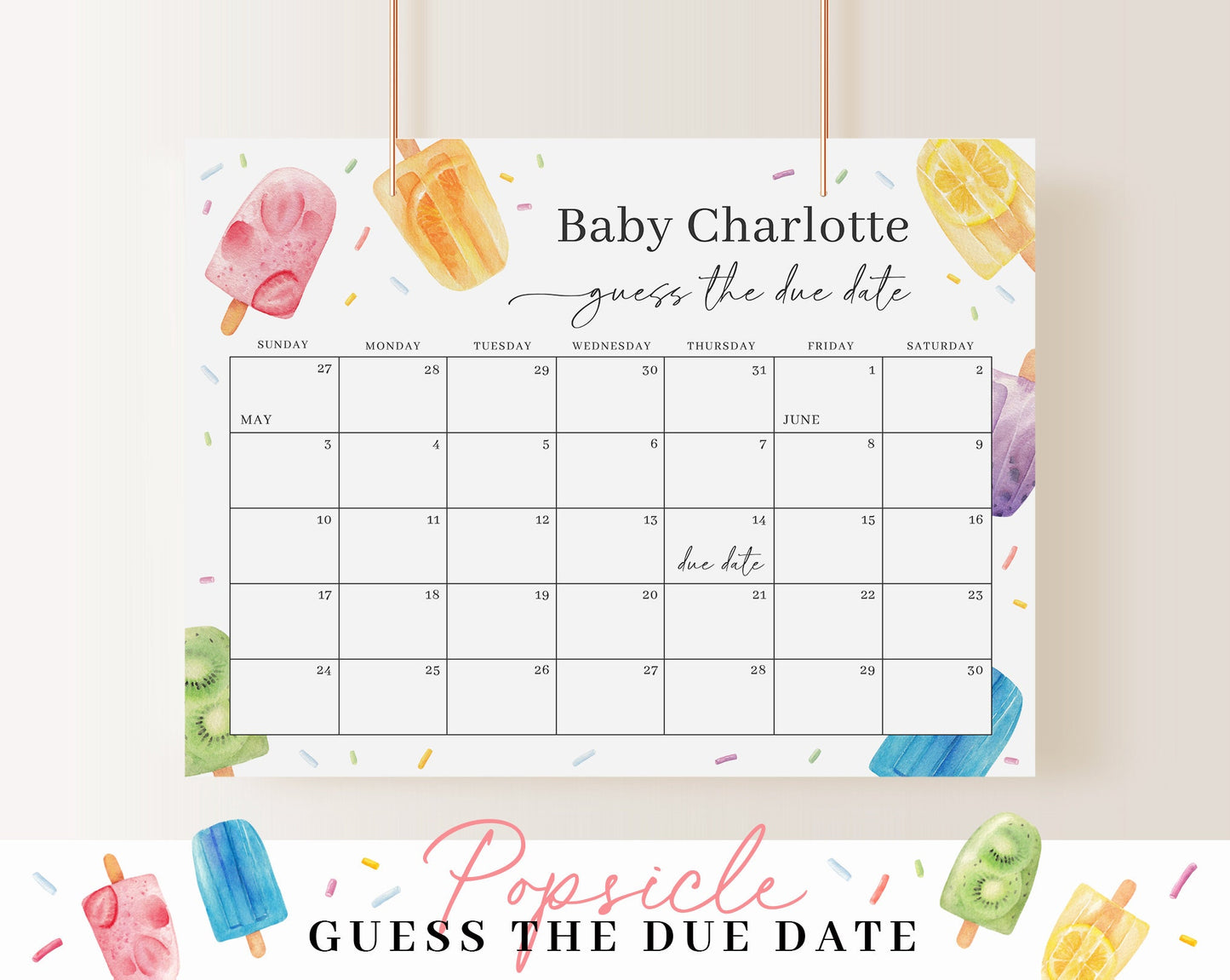 Editable Popsicle Baby Shower Invitation Bundle, Ready to Pop Shower Invite Set with Game Bundle and Ice cream Baby Shower Decor PSCBS002