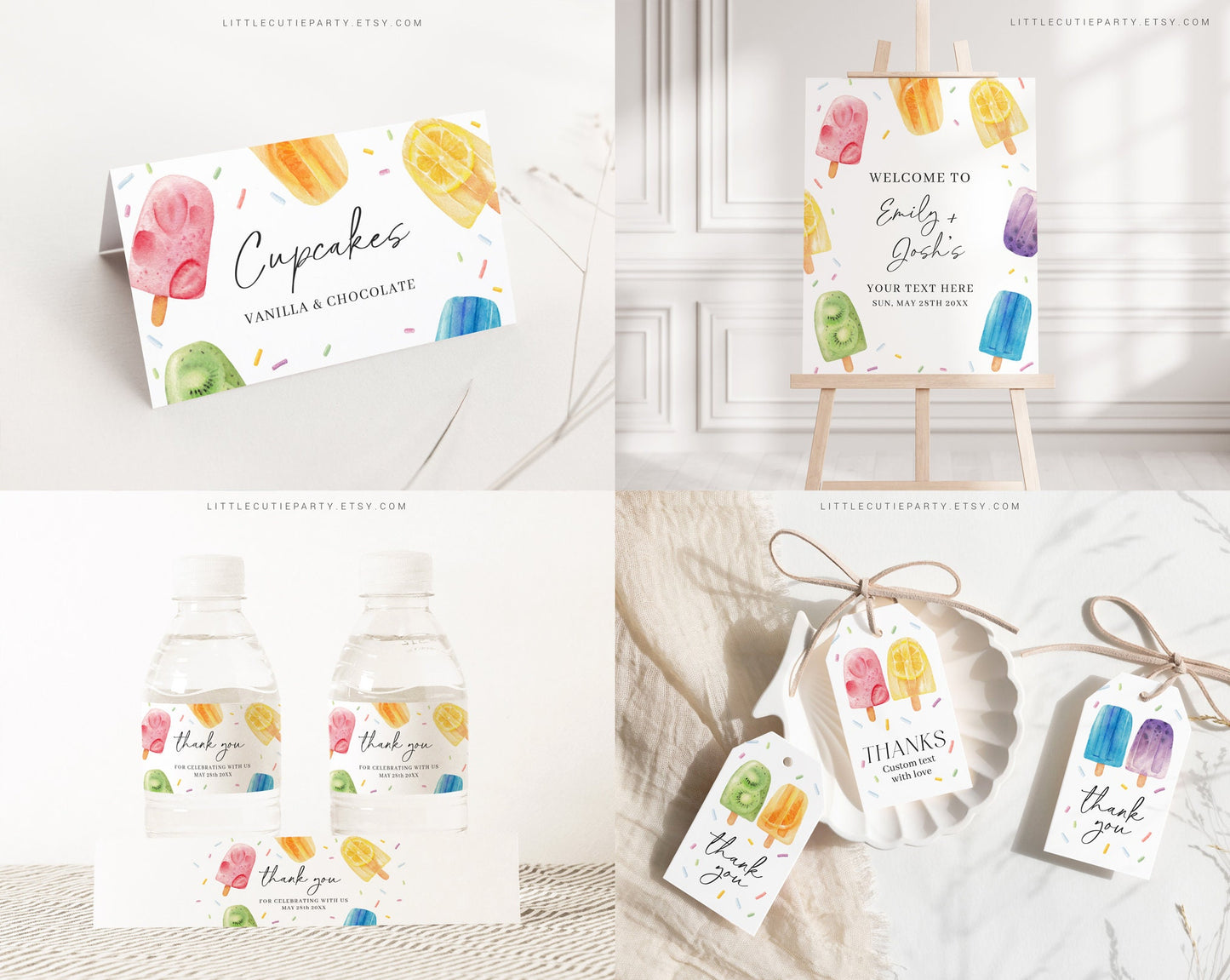 Editable Popsicle Baby Shower Invitation Bundle, Ready to Pop Shower Invite Set with Game Bundle and Ice cream Baby Shower Decor PSCBS002