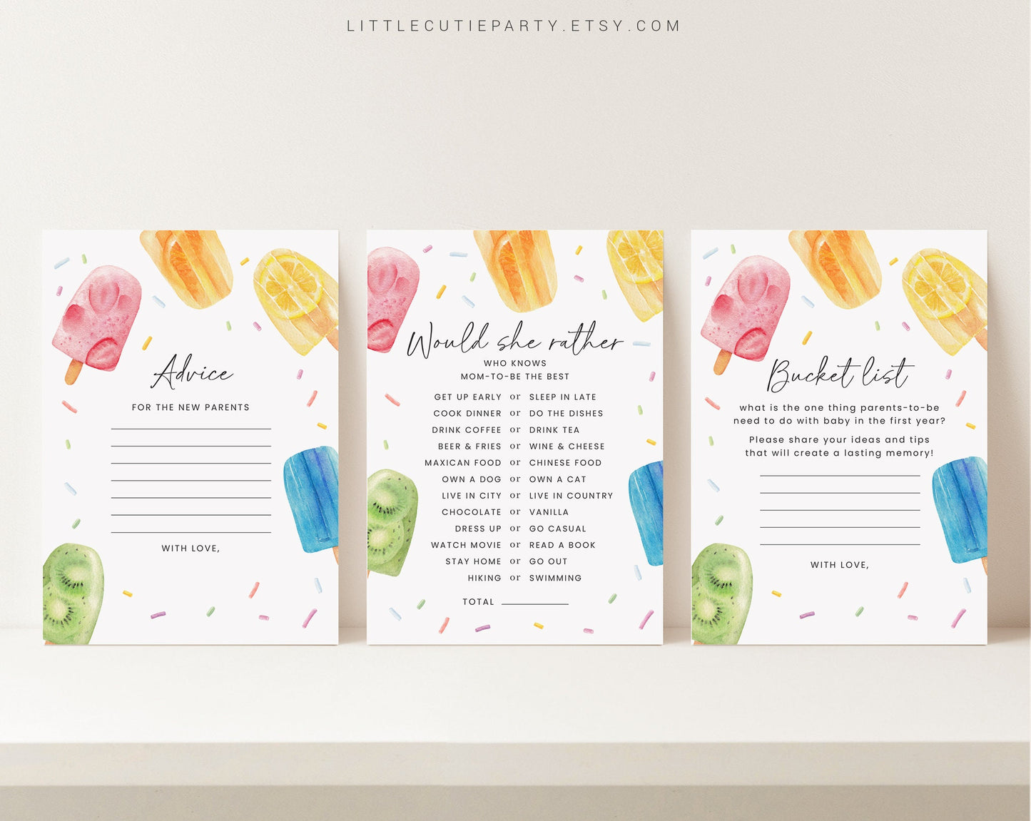 10 Editable Popsicle Baby Shower Games, Ready to Pop Baby Shower Games Bundle, Summer Baby Shower Activities PSCBS002