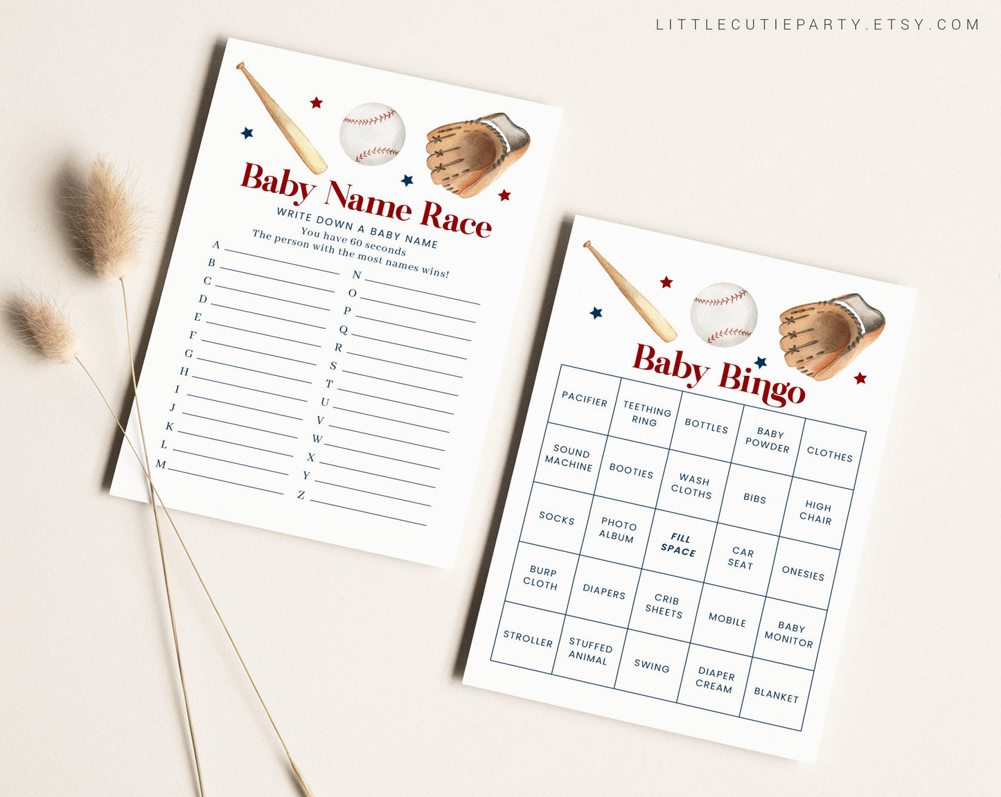 10 Editable Baseball Baby Shower Games, Shower Games Bundle, Baseball Babyshower Game Set for Baby Shower Activities BSBBS001