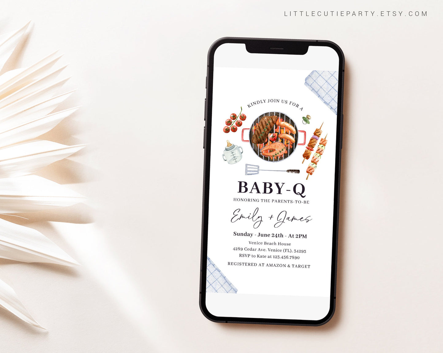 Editable Babyq Invite, Bbq Shower Invite, Barbecue Baby Shower Digital Invite for Baby Q Baby Shower Party BBQBS001
