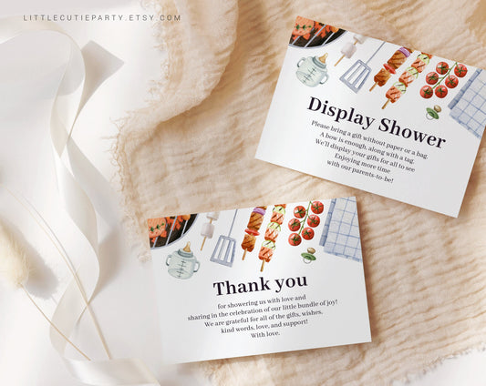 Editable BabyQ Baby Shower Thank you Card, Baby Shower Display Card for Barbeque Baby Shower Decor BBQBS001