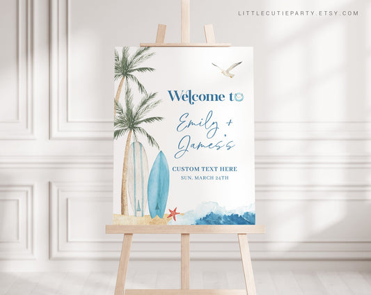 Editable Baby on Board Baby Shower Welcome Sign, Beach Baby Shower Sign, Welcome Board, Welcome Template Shower Decoration BBBBS001