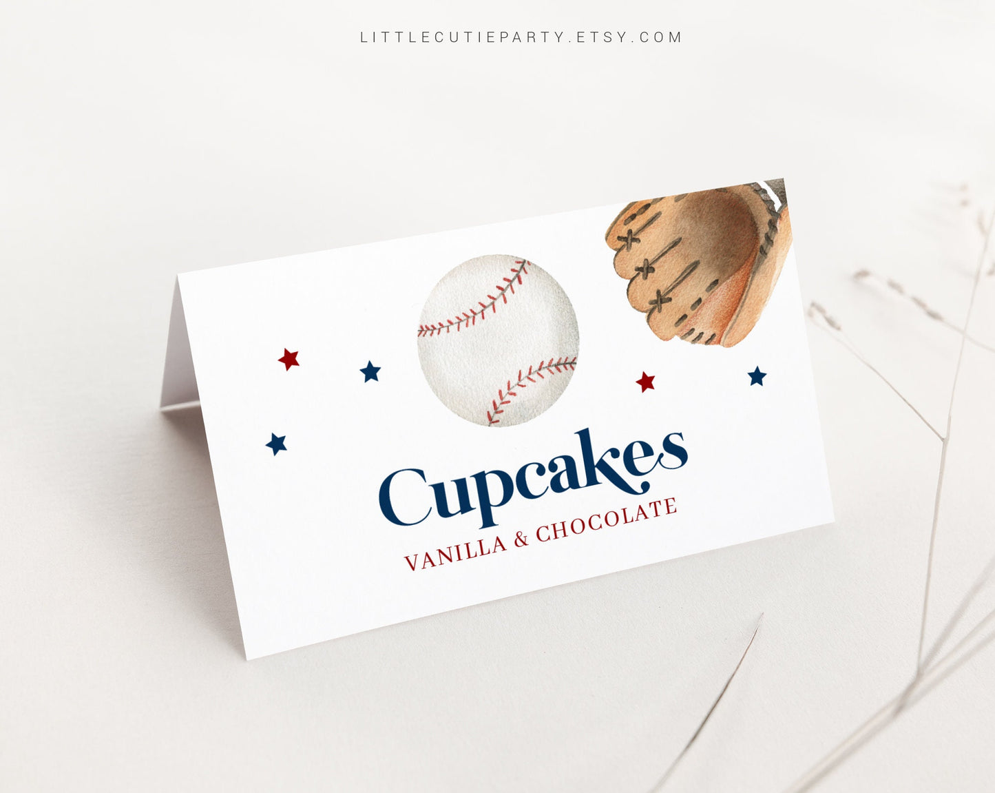 Editable Baseball Food Labels, Food Tent cards, Folded Food Cards for Little Slugger Baby Shower Party Decorations Theme BSBBS001