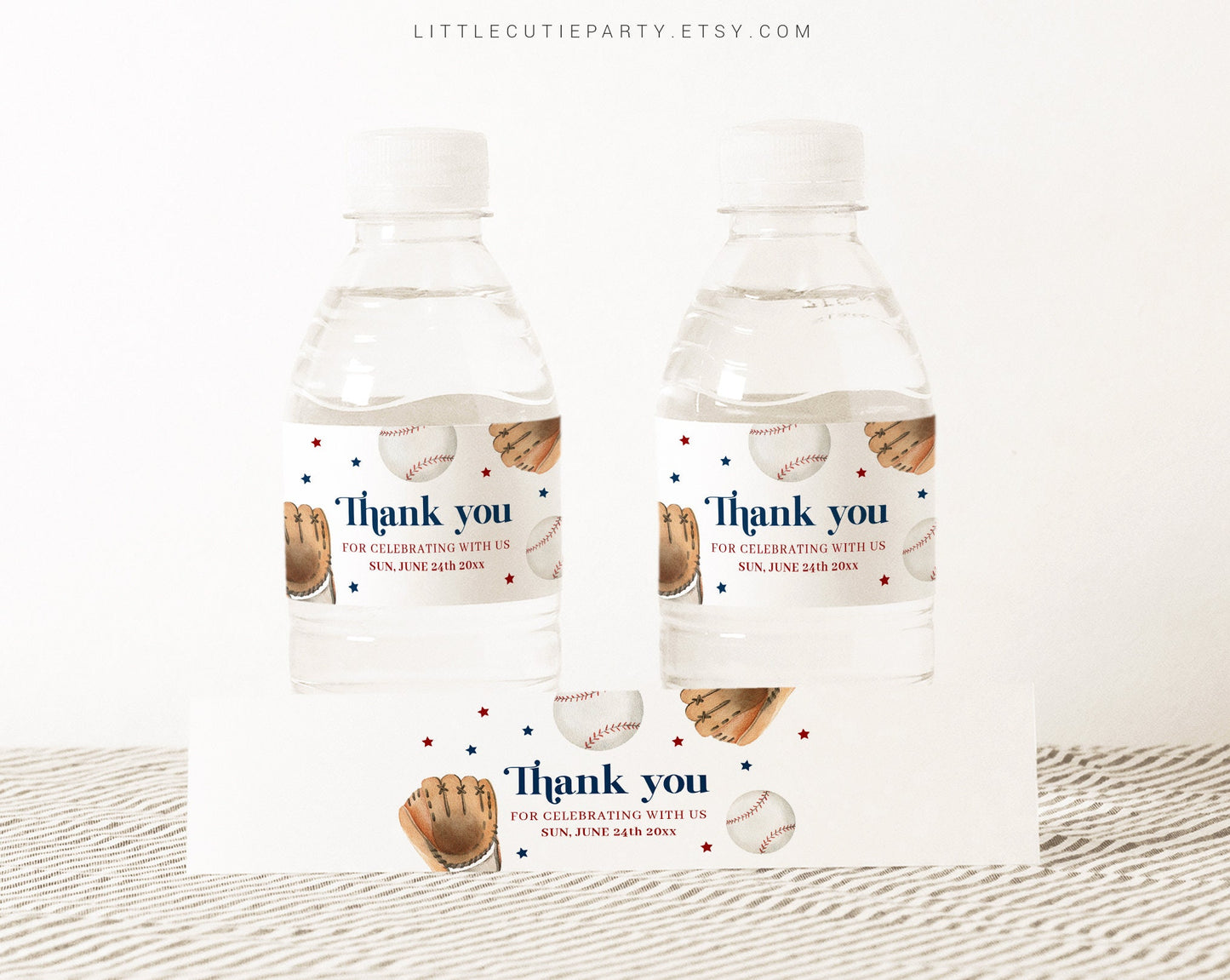Editable Baseball Water Bottle Labels, Bottle Label for Baseball Baby Shower Decorations Theme BSBBS001