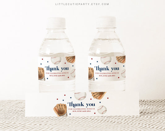 Editable Baseball Water Bottle Labels, Bottle Label for Baseball Baby Shower Decorations Theme BSBBS001