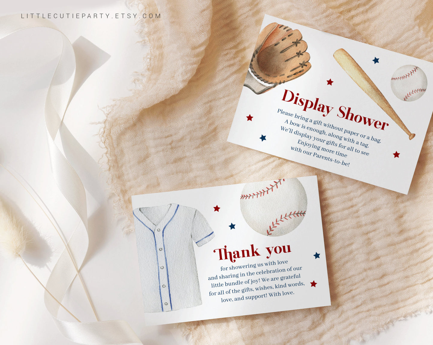 Editable Baseball Baby Shower Thank you Card, Baby Shower Display Card for A Little Slugger Baby Shower Decor BSBBS001