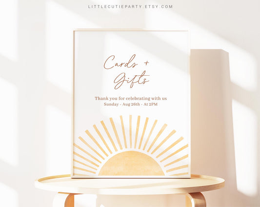 Editable Here Comes the Son Baby Shower Sign Template, Sun Baby Shower Custom Sign, Sunshine Baby Shower Theme SUNBS002