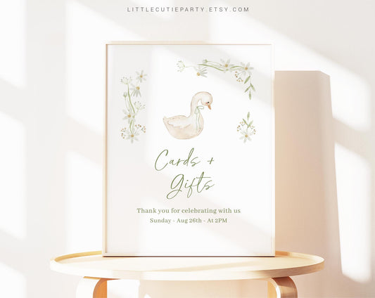 Editable Goose Baby Shower Sign, Little Duck Sign Template, Custom Sign Goose Baby Shower Decorations GSEBS001