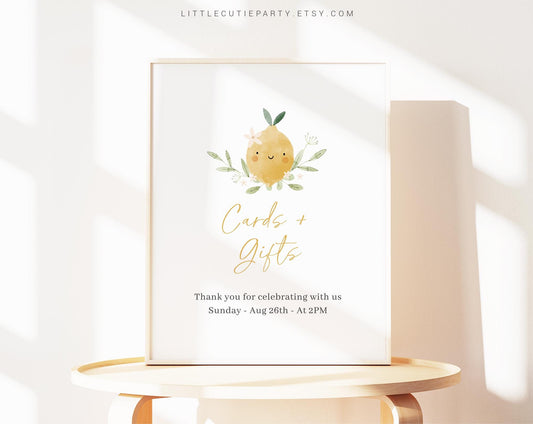 Editable Lemon Baby Shower Sign, Custom Sign Template for Baby Shower Party with Lemon Baby Shower Decorations LMNBS002