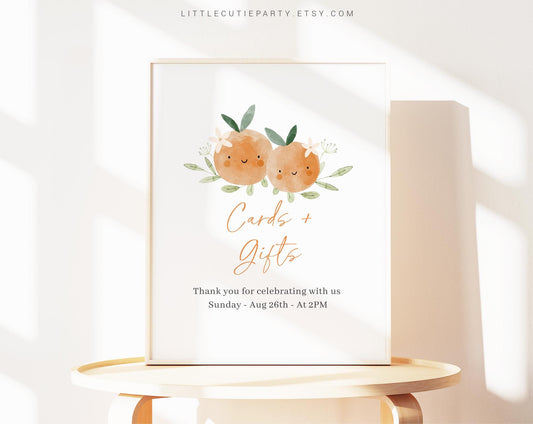 Editable Two Little Cuties Baby Shower Sign, Clementine Sign Template for Baby Shower Party for Orange Baby Shower Decorations TLCBS001
