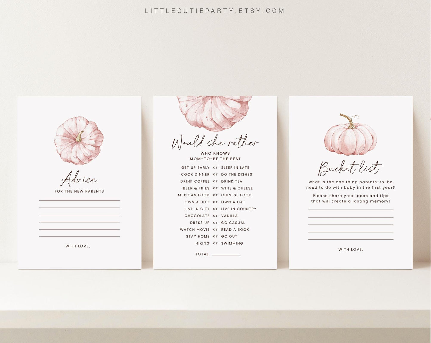 10 Editable Pink Pumpkin Baby Shower Games, Little Pumpkin is on the Way Games Bundle, Pumpkin Game Set for Baby Shower Activities PPKBS002