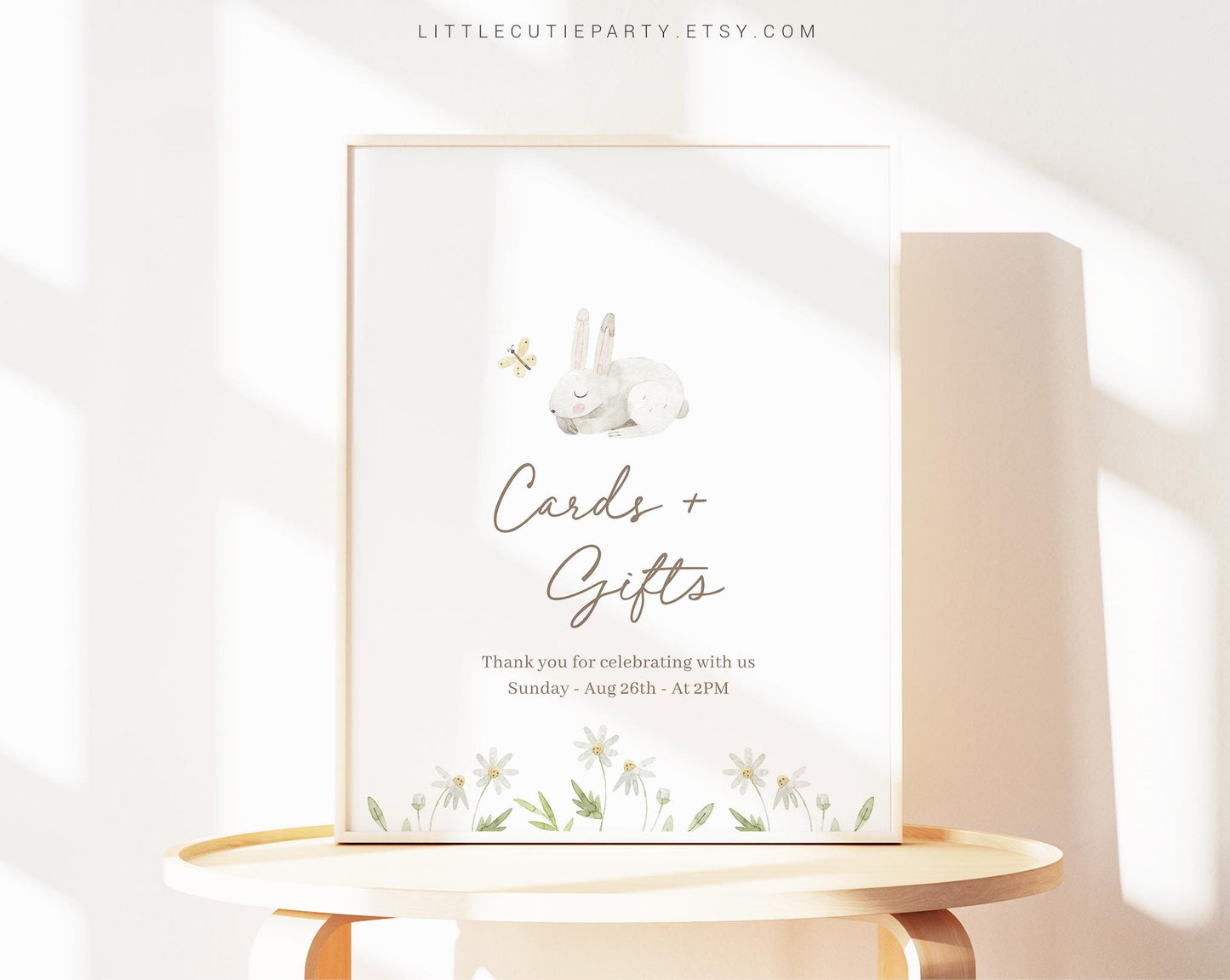 Editable Bunny Baby Shower Sign Template, Rabbit Baby Shower Custom Sign BUNBS001