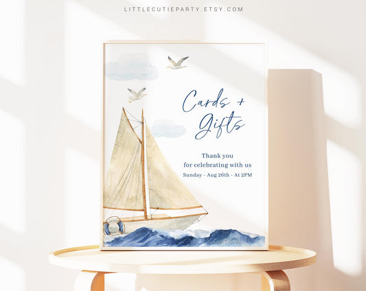 Editable Nautical Sign, Ahoy Its a Boy Custom Sign Template for Baby Shower Party with Navy and Anchor Baby Shower Decorations AHBBS001
