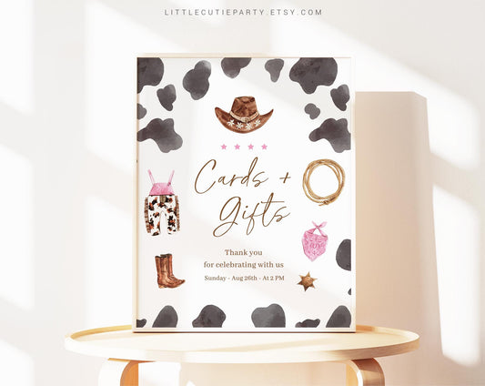Editable Cowgirl Baby Shower Sign, Custom Sign Template for Baby Shower with A Little Cowgirl is On the Way Baby Shower Decorations CWGBS001