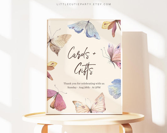 Editable Butterfly Party Sign Template, Butterfly Baby Shower Custom Sign, Butterfly Baby Shower Decorations BUTFBS001