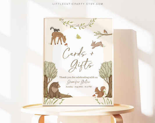 Editable Woodland Baby Shower Sign, Custom Sign Template for Woodland Baby Shower Decor WOOD001