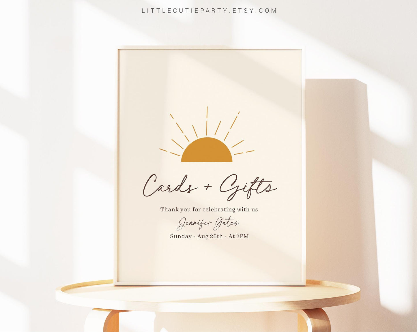 Editable Boho Sun Party Sign Template, Sun Baby Shower Custom Sign, Sunshine Baby Shower Theme SUNBS001