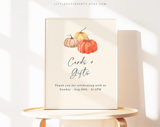 Editable Little Pumpkin Party Sign Template, Pumpkin Baby Shower Custom Sign, Fall Baby Shower Party Decorations Templates PMKBS001