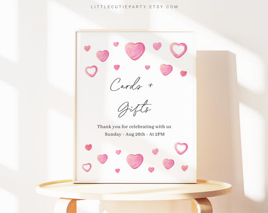 Editable A Little Sweetheart Baby Shower Sign, Heart Sign Template, Custom Sign Valentine Baby Shower Decorations SWHBS001