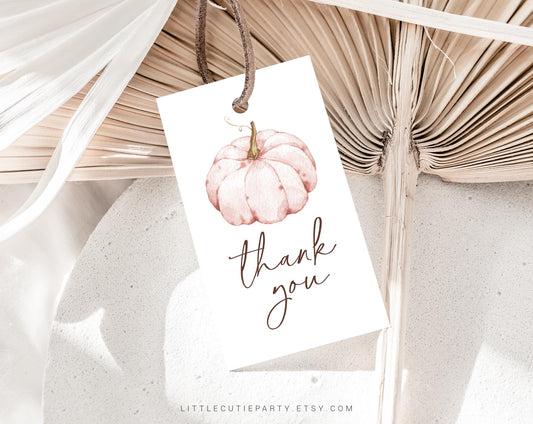 Editable Pink Pumpkin Baby Shower Invitation, Pink Little Pumpkin is On The Way with Diaper Raffle, Books for Baby and Tag PPKBS002