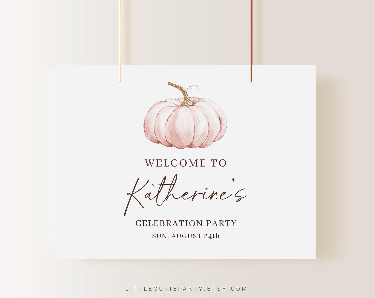 Editable Pink Pumpkin Backdrop, A Sweet Little Pumpkin Baby Shower Banner, Shower Sign for Fall Banner Welcome Sign PPKBS002