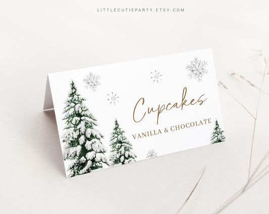 Editable Food Labels, Baby Its Cold Outside Baby Shower Decorations Food Tent cards, Folded Food Card WINBS002