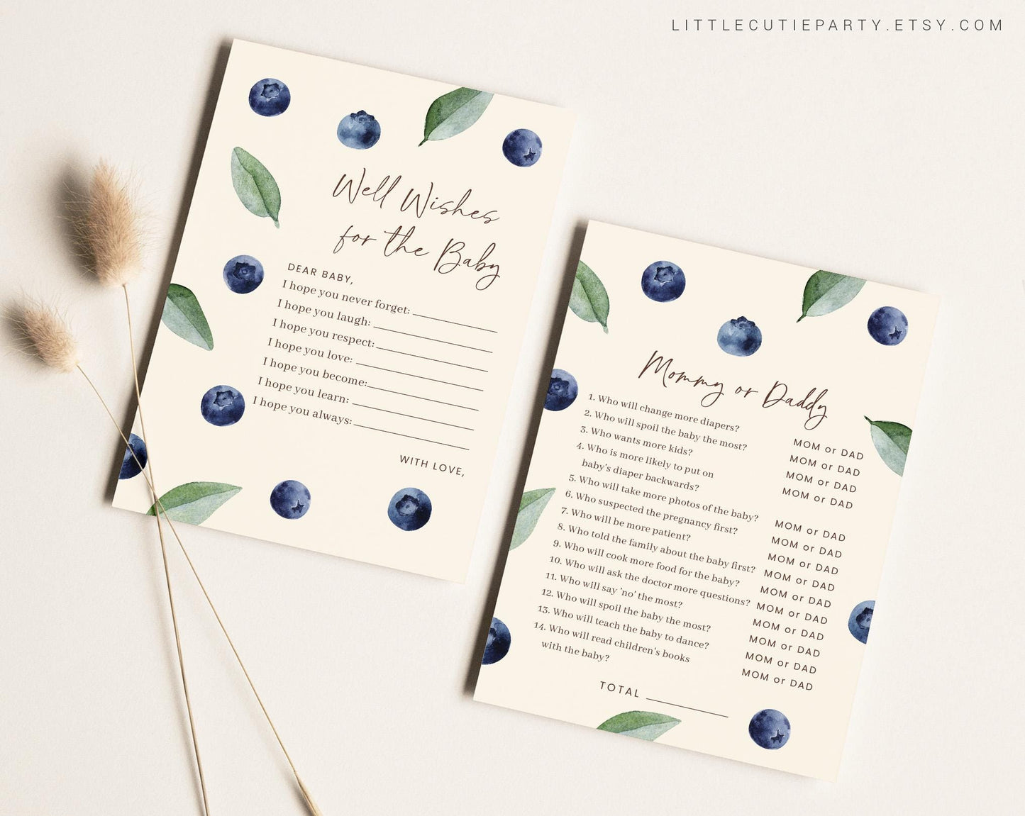 10 Editable Blueberry Baby Shower Games, Berry Baby Shower Games, Nautical Baby Shower Game Bundle, Blueberry Theme BLUEBS002