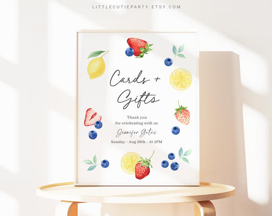 Editable Blueberry Lemon Strawberry Baby Shower Sign, Berry Baby Shower Sign, Sign Template for Blueberry and Lemon Strawberry BLEMBS002