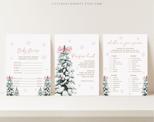 10 Editable Baby Its Cold Outside Pink Baby Shower Games, Winter Girl Baby Shower Games Bundle, Baby Girl Baby Shower Party Games PWINBS001
