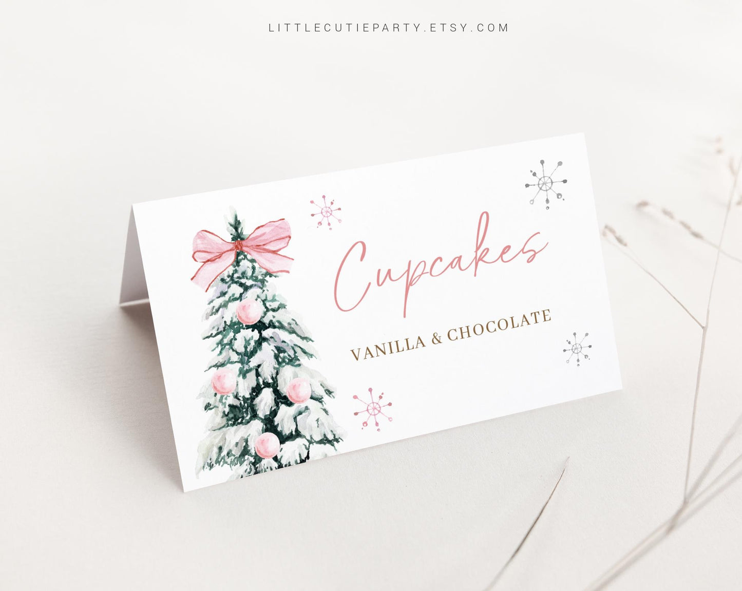 Editable Baby Its Cold Outside Pink Food Labels, Food Tent cards, Folded Food Cards for Winter Girl Baby Shower Decorations Theme PWINBS001