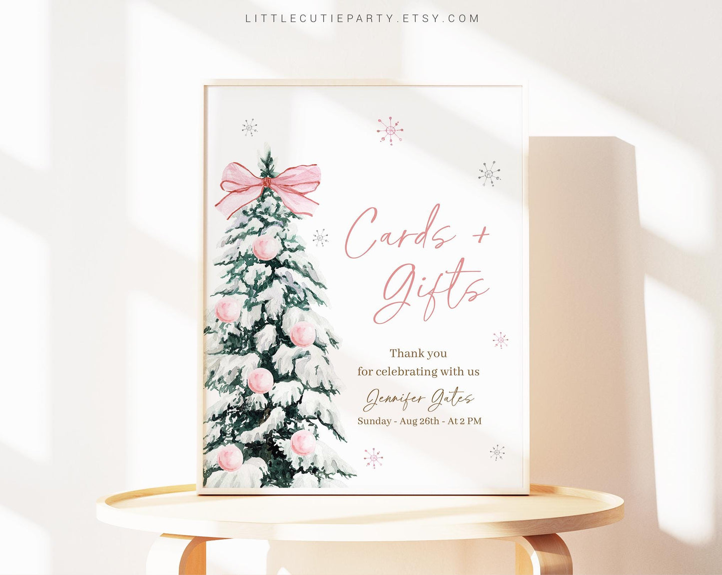 Editable Baby Its Cold Outside Pink Baby Shower Sign, Custom Sign Template for Baby Shower Party with Winter Girl Baby Shower PWINBS001