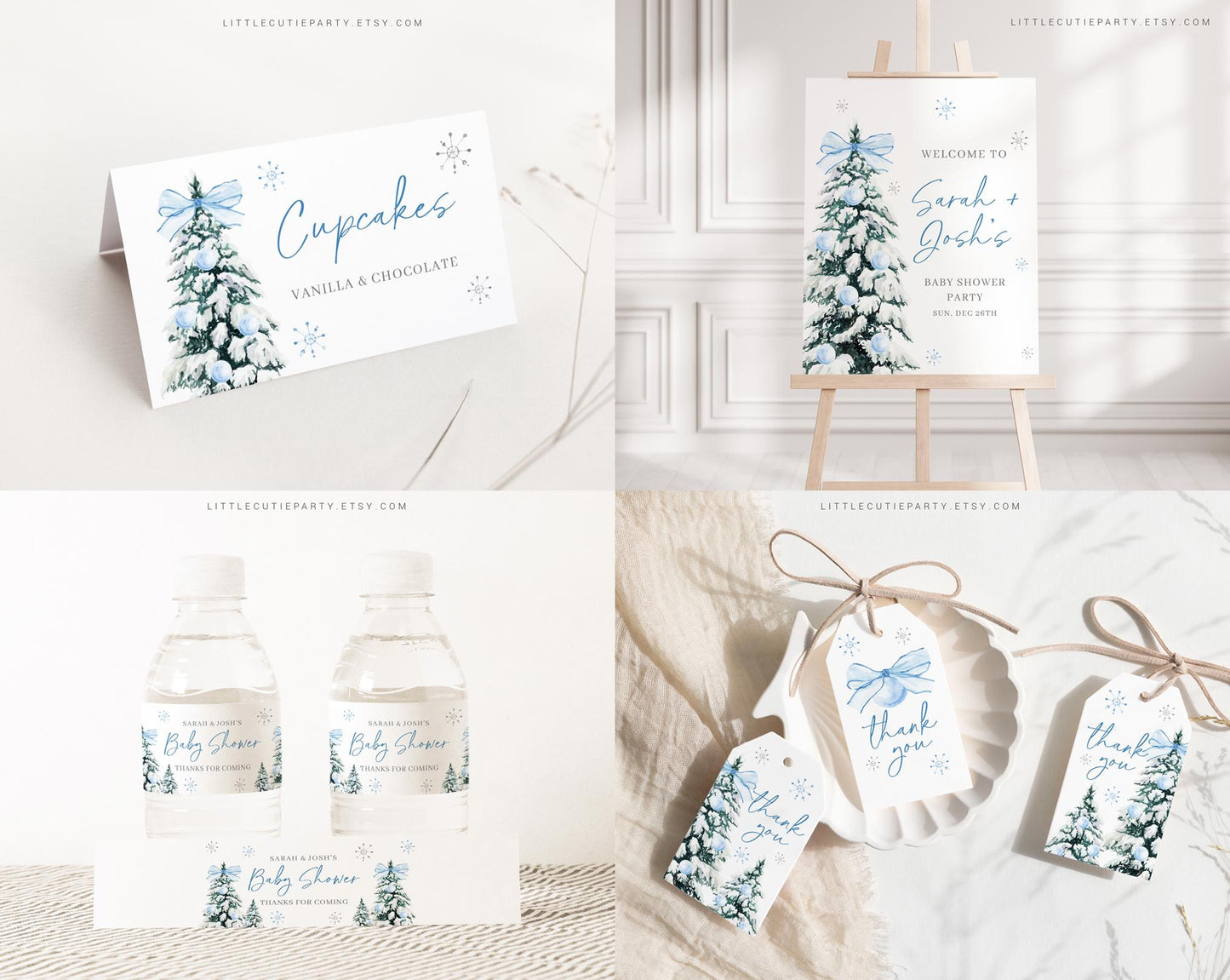 Editable Baby Its Cold Outside Blue Baby Shower Invitation Bundle, Baby Its Cold Outside Boy Shower Bundle with Games and Decor BWINBS001