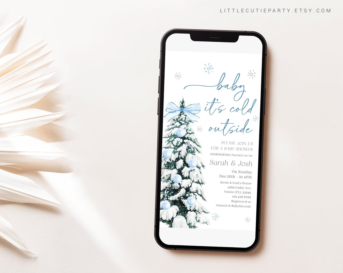 Editable Baby Its Cold Outside Blue Baby Shower Invite, Winter Boy Baby Shower Invite, Digital Invitation Evite for Baby Boy BWINBS001