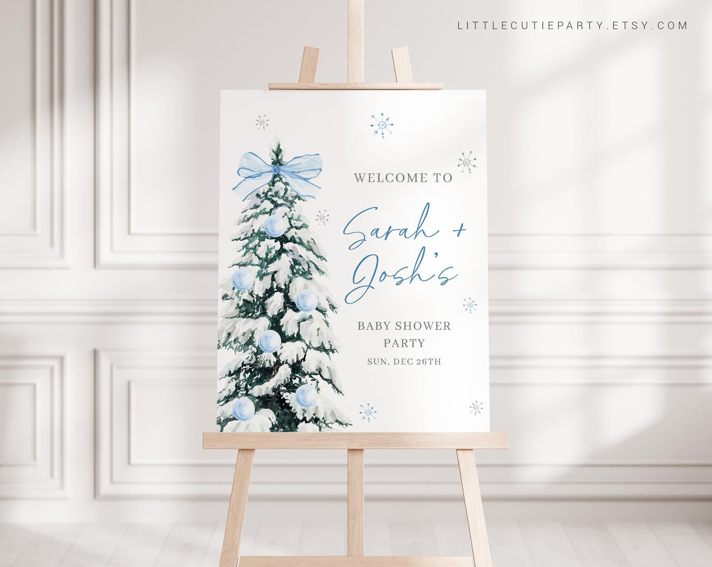Editable Baby Its Cold Outside Blue Baby Shower Welcome Sign, Winter Boy Baby Shower Sign, Welcome Board, Baby Boy Welcome Sign BWINBS001