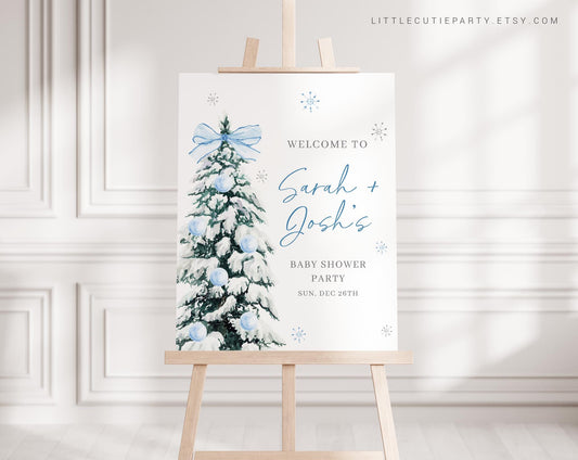 Editable Baby Its Cold Outside Blue Baby Shower Welcome Sign, Winter Boy Baby Shower Sign, Welcome Board, Baby Boy Welcome Sign BWINBS001