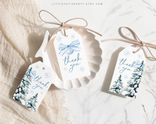 Editable Baby Its Cold Outside Blue Favor, Thank You Favor Tag, Thank you Tags, Gift Tag for Winter Boy Baby Shower Decorations BWINBS001