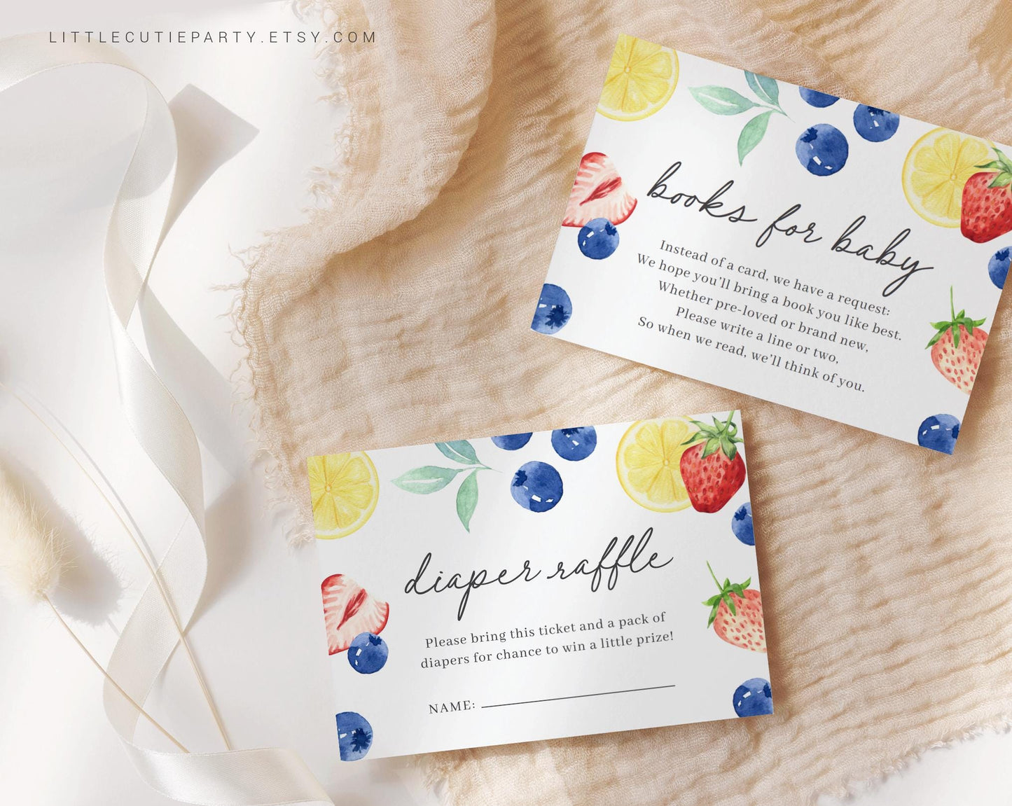 Editable Blueberry Lemon Strawberry Baby Shower Invite, Berry Sweet Shower Evite, Digital Invitation, Gender Neutral Baby Shower BLEMBS002