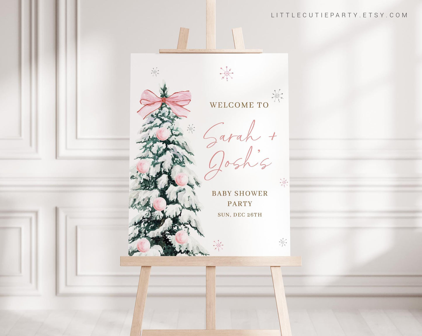 Editable Baby Its Cold Outside Pink Baby Shower Welcome Sign, Winter Girl Baby Shower Sign, Welcome Board, Baby Girl Welcome Sign PWINBS001