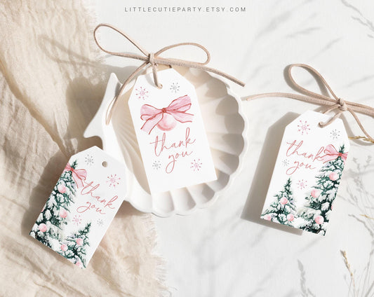 Editable Baby Its Cold Outside Pink Favor, Thank You Favor Tag, Thank you Tags, Gift Tag for Winter Girl Baby Shower Decorations PWINBS001