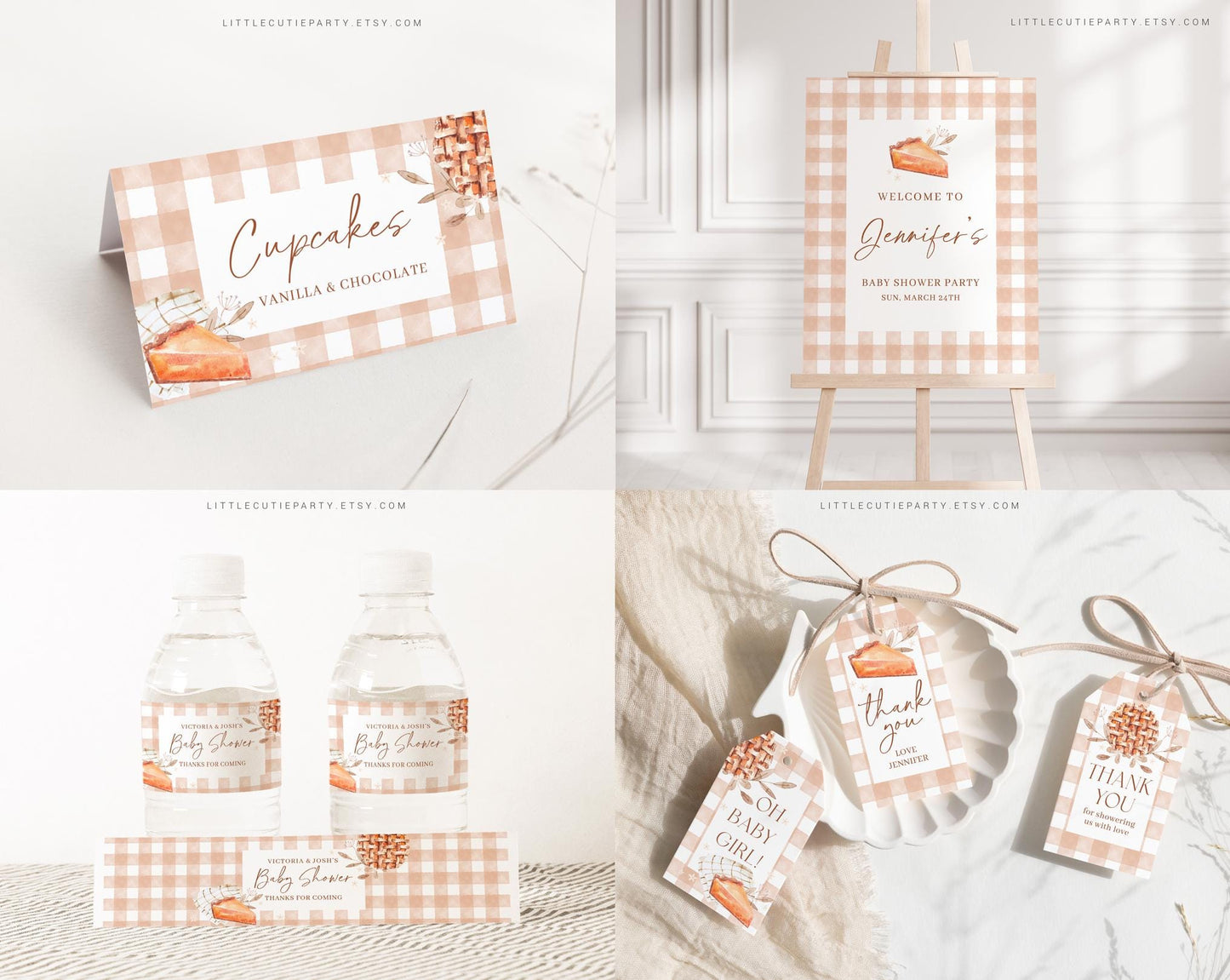 Editable Cutie Pie Baby Shower Bundle, Little Cutie Pie Baby Shower Invitation Bundle with Games Bundle and Baby Shower Decorations CTPBS001