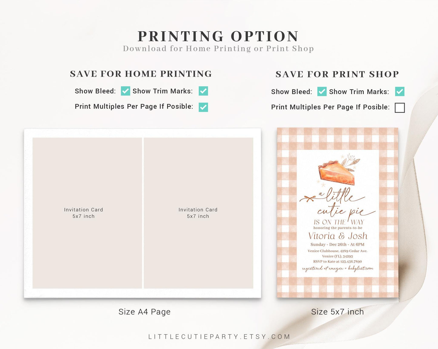 Editable Cutie Pie Baby Shower Invitation, Our Little Cutie Pie Invitation with Diaper Raffle, Books for Baby and Tag CTPBS001