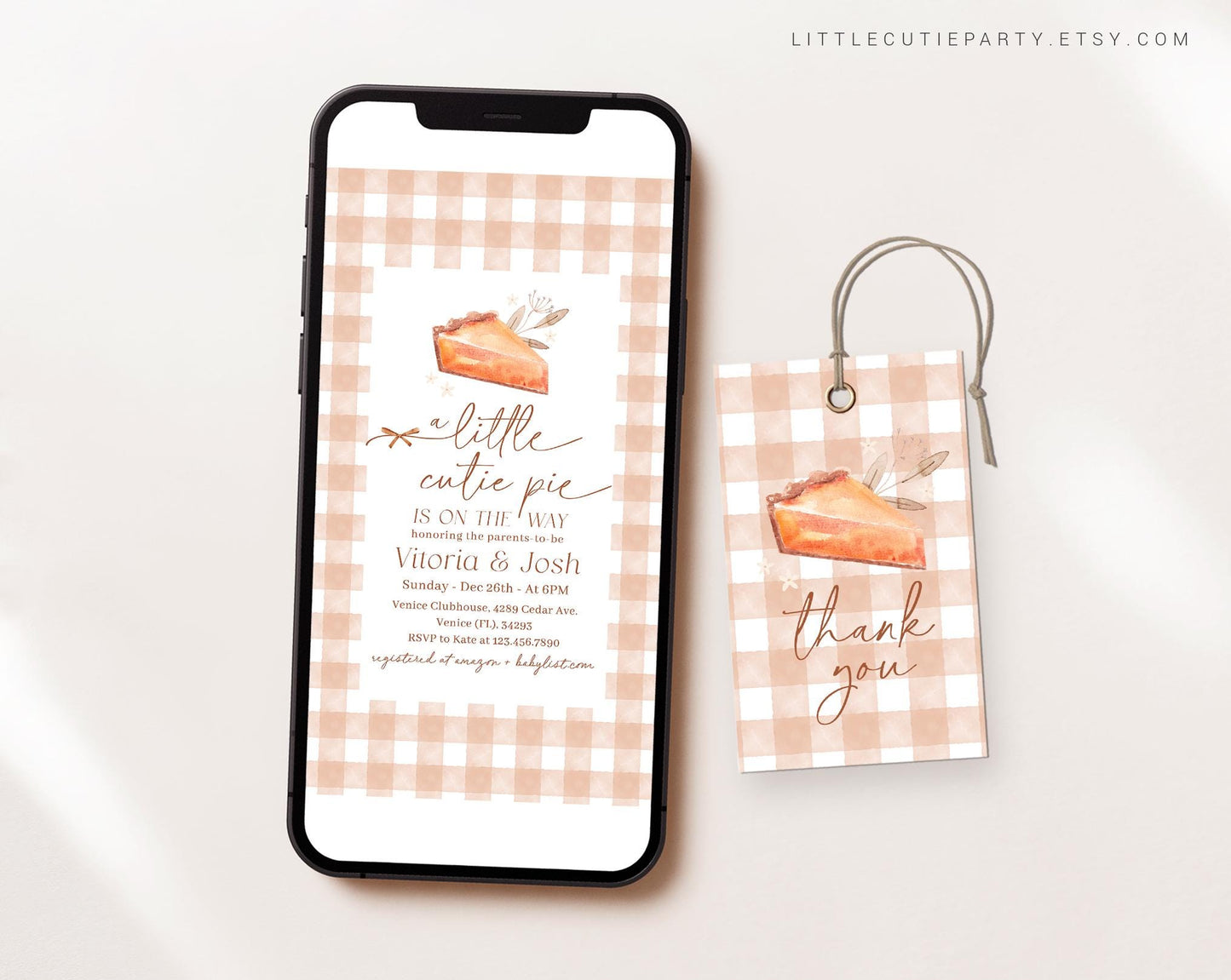 Editable Cutie Pie Digital Invite, Cutie Pie Baby Shower Invite, Cutie Pie is On the Way Baby Shower Digital Invitation Evite CTPBS001
